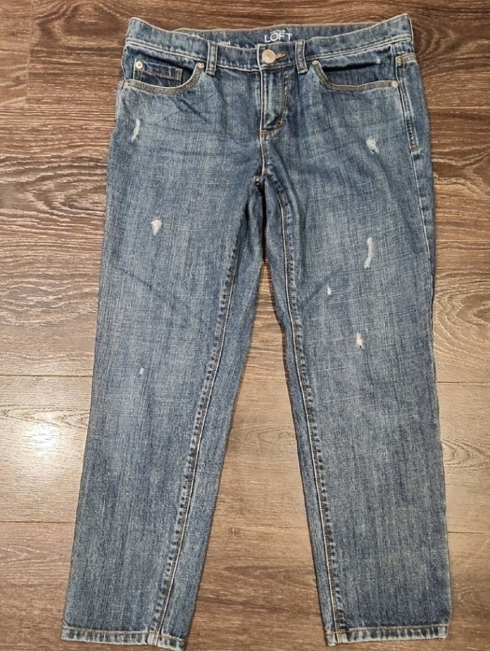 ❤ LOFT Y2K DISTRESSED BOYFRIEND JEANS, 2P (26 PETITE) - Picture 2 of 9